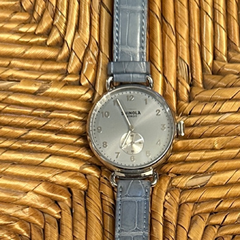 Shinola Ladies Watch Lt Blue Face w Embossed Lt Blue Leather strap #S0120044128